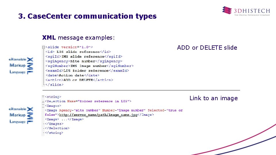 3. Case. Center communication types XML message examples: ADD or DELETE slide Link to