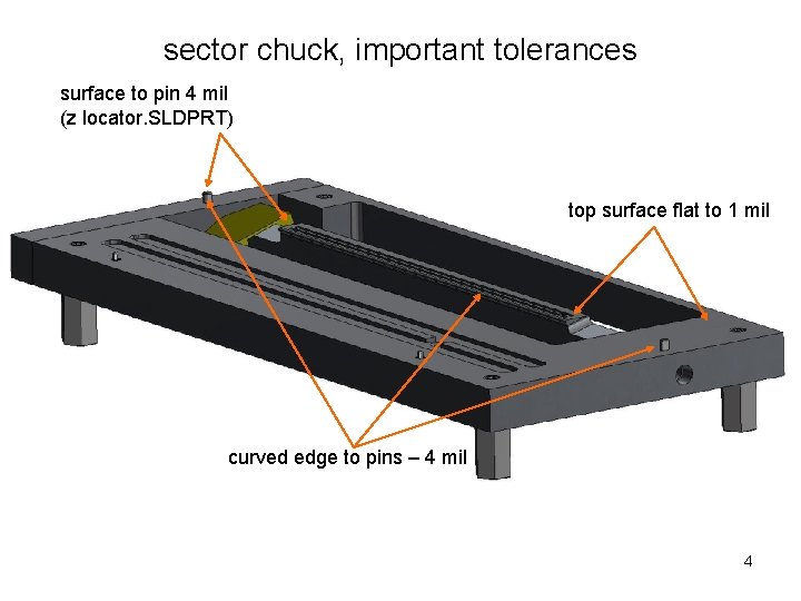 sector chuck, important tolerances surface to pin 4 mil (z locator. SLDPRT) top surface