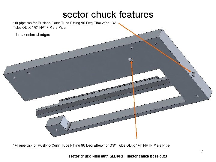 sector chuck features 1/8 pipe tap for Push-to-Conn Tube Fitting 90 Deg Elbow for