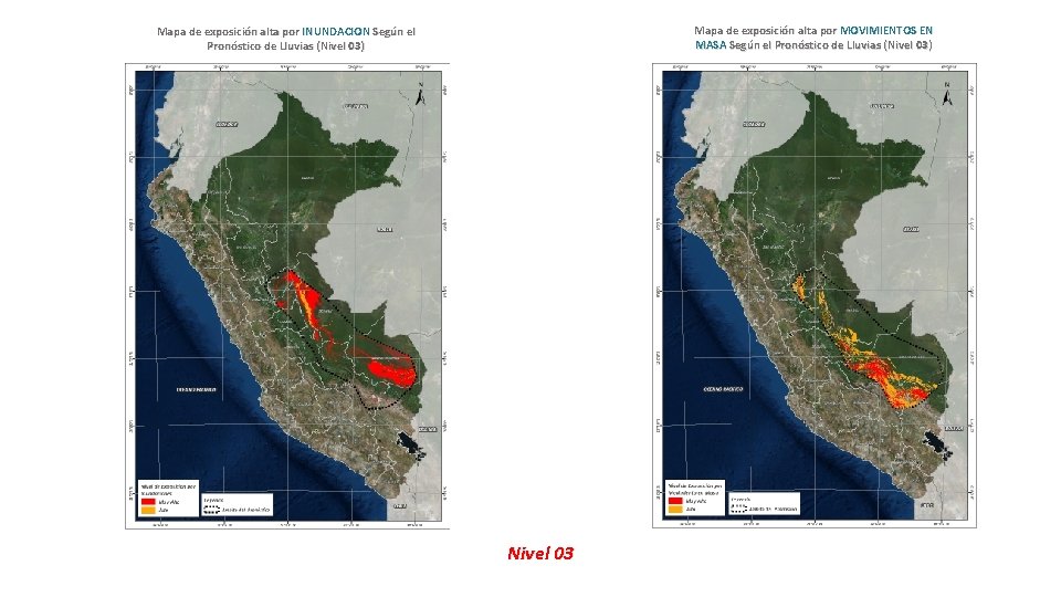 Mapa de exposición alta por MOVIMIENTOS EN MASA Según el Pronóstico de Lluvias (Nivel