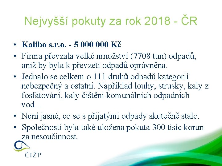 Nejvyšší pokuty za rok 2018 - ČR • Kalibo s. r. o. - 5