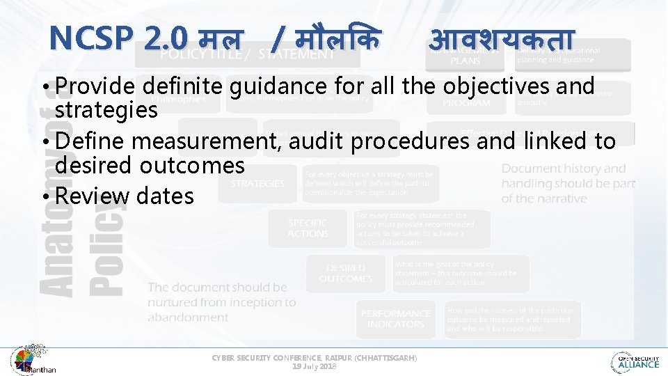 NCSP 2. 0 मल / म ल क आवशयकत • Provide definite guidance for