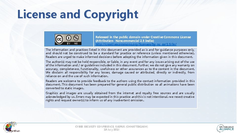 License and Copyright Released in the public domain under Creative Commons License (Attribution- Noncommercial