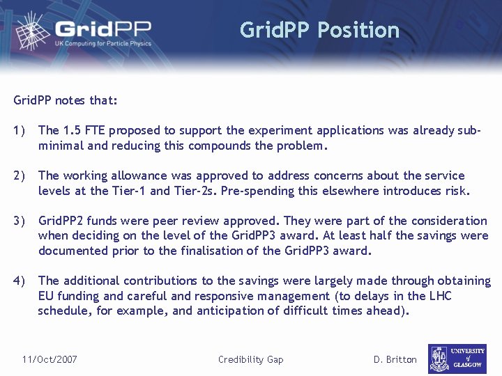 Grid. PP Position Grid. PP notes that: 1) The 1. 5 FTE proposed to