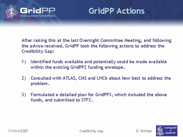 Grid. PP Actions After raising this at the last Oversight Committee Meeting, and following