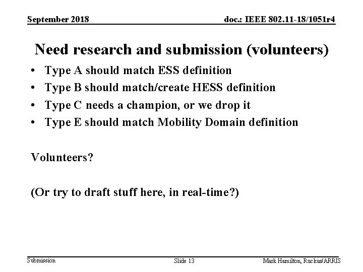 September 2018 doc. : IEEE 802. 11 -18/1051 r 4 Need research and submission