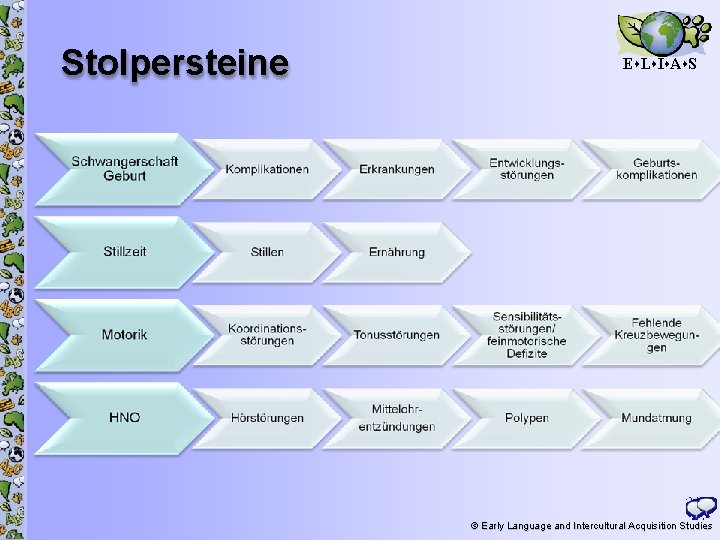 Stolpersteine E L I A S 13 © Early Language and Intercultural Acquisition Studies