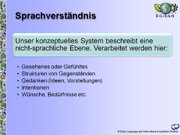 Sprachverständnis E L I A S 9 © Early Language and Intercultural Acquisition Studies