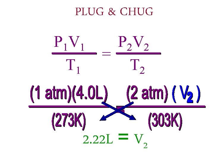 PLUG & CHUG P 1 V 1 T 1 P 2 V 2 =