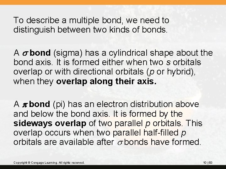To describe a multiple bond, we need to distinguish between two kinds of bonds.