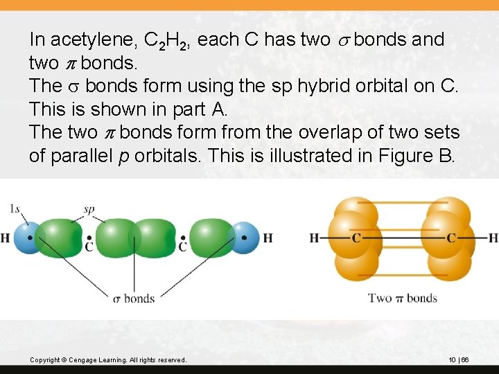 In acetylene, C 2 H 2, each C has two s bonds and two