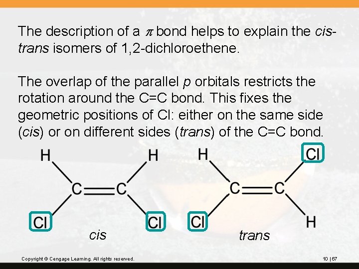 The description of a p bond helps to explain the cistrans isomers of 1,