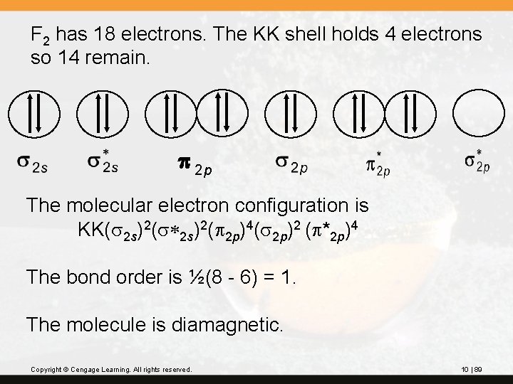 F 2 has 18 electrons. The KK shell holds 4 electrons so 14 remain.