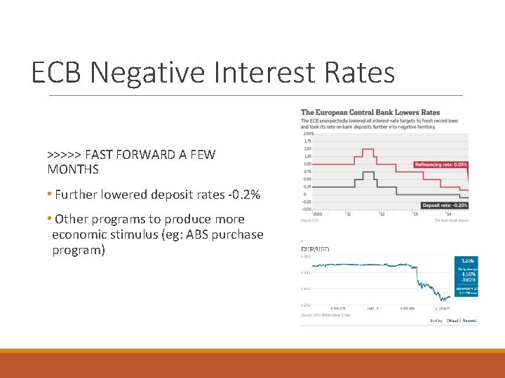 ECB Negative Interest Rates >>>>> FAST FORWARD A FEW MONTHS • Further lowered deposit