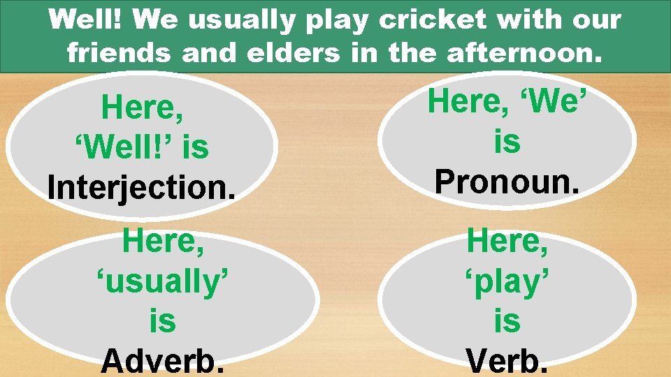 Well! We usually play cricket with our friends and elders in the afternoon. Here,