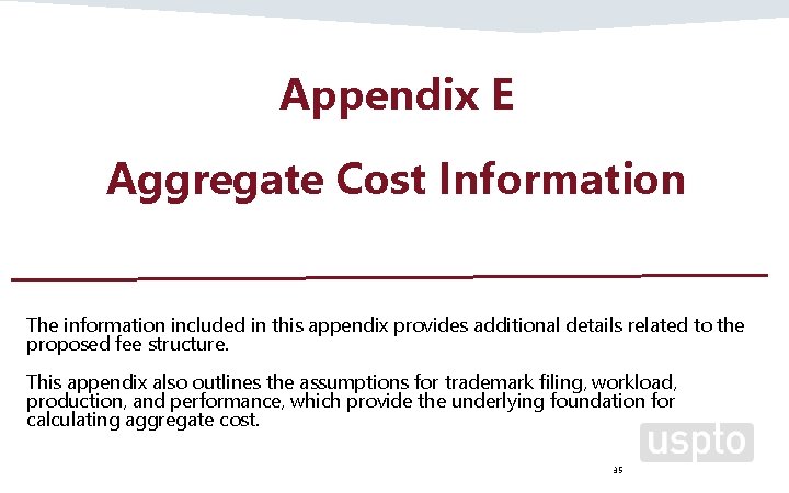 Appendix E Aggregate Cost Information The information included in this appendix provides additional details