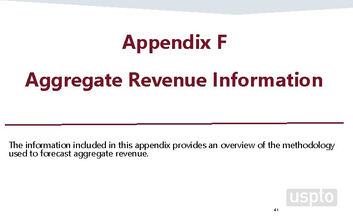 Appendix F Aggregate Revenue Information The information included in this appendix provides an overview