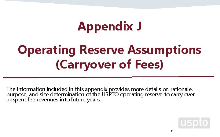 Appendix J Operating Reserve Assumptions (Carryover of Fees) The information included in this appendix