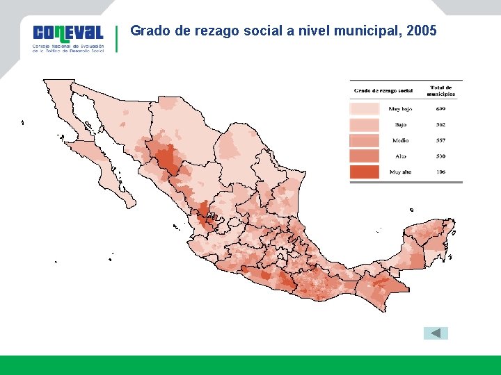 Grado de rezago social a nivel municipal, 2005 