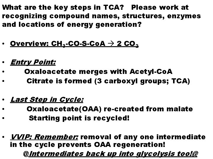 What are the key steps in TCA? Please work at recognizing compound names, structures,