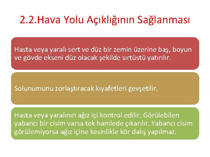 2. 2. Hava Yolu Açıklığının Sağlanması Hasta veya yaralı sert ve düz bir zemin