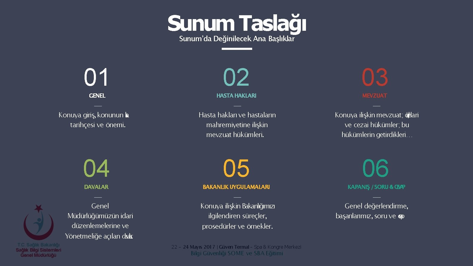 Sunum Taslağı Sunum’da Değinilecek Ana Başlıklar 01 02 03 GENEL HASTA HAKLARI MEVZUAT Hasta Sunum Taslağı Sunum’da Değinilecek Ana Başlıklar 01 02 03 GENEL HASTA HAKLARI MEVZUAT Hasta