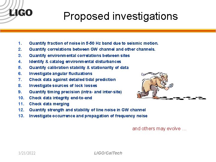 Proposed investigations 1. 2. 3. 4. 5. 6. 7. 8. 9. 10. 11. 12.