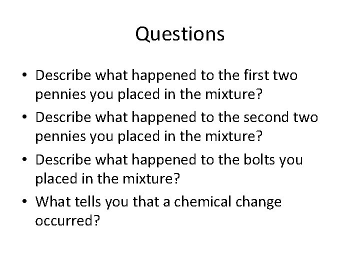 Chemical Reactions Lab Penny Reaction Materials 100 ml