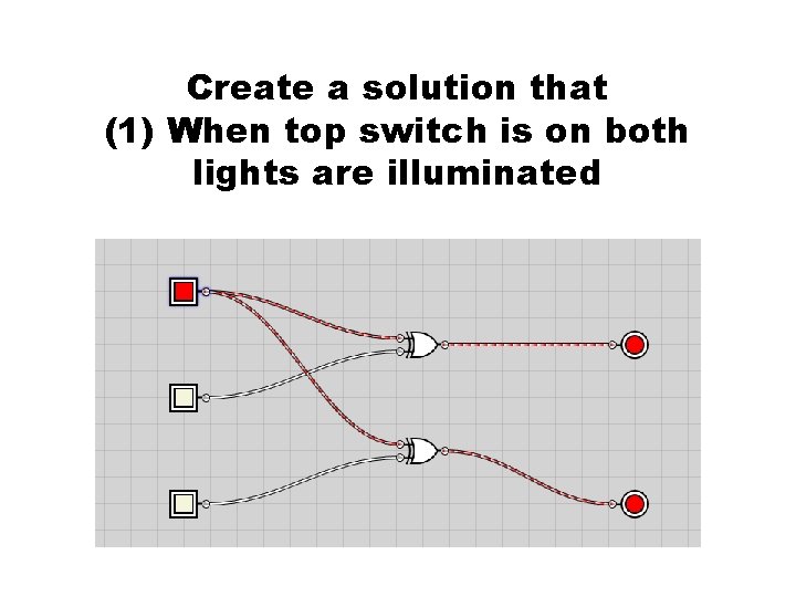 Create a solution that (1) When top switch is on both lights are illuminated