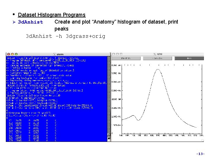  • Ø Dataset Histogram Programs 3 d. Anhist Create and plot “Anatomy” histogram