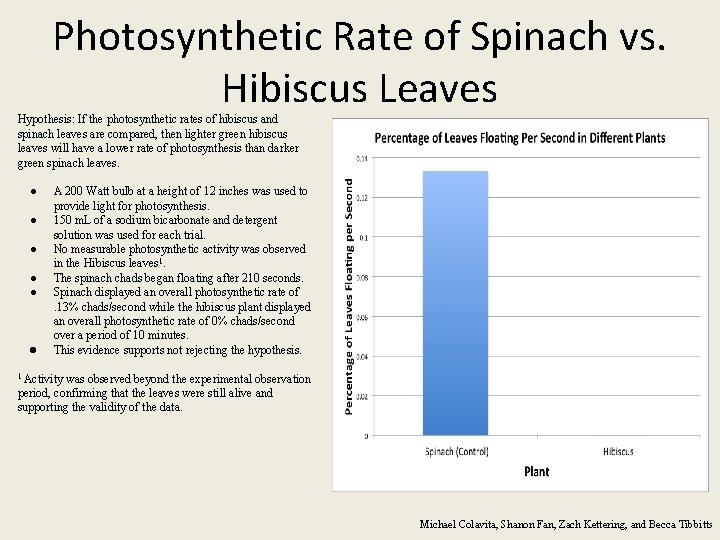 Photosynthesis Lab Leaf Disc Assay A Block Spinach