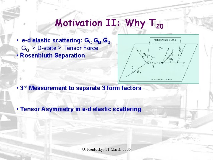 Motivation II: Why T 20 • e-d elastic scattering: GC GM GQ GQ >