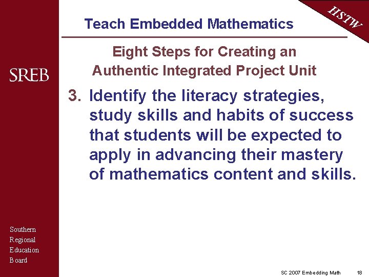 Teach Embedded Mathematics HS TW Eight Steps for Creating an Authentic Integrated Project Unit
