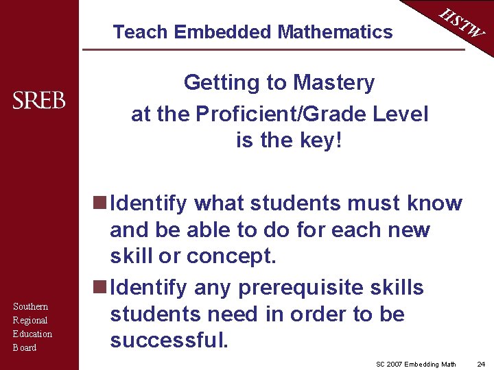Teach Embedded Mathematics HS TW Getting to Mastery at the Proficient/Grade Level is the