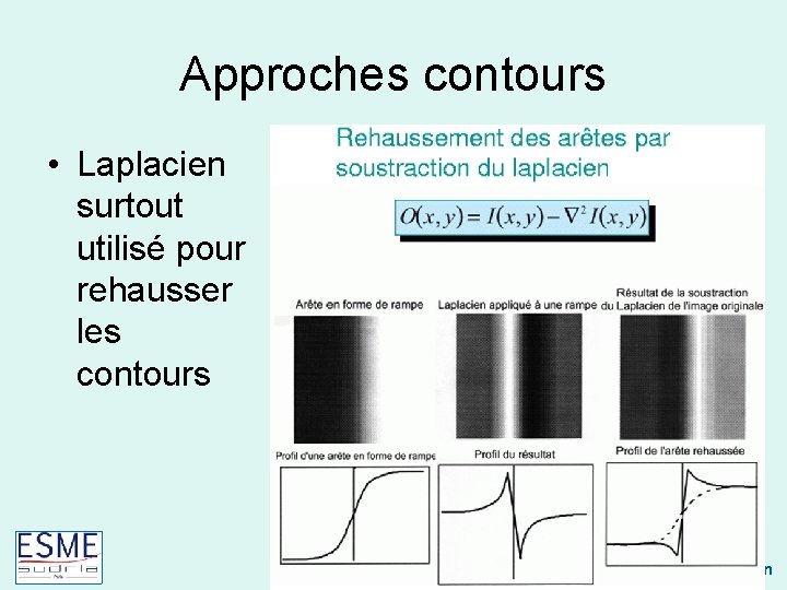 Approches contours • Laplacien surtout utilisé pour rehausser les contours Techniques biomédicales Caroline Petitjean