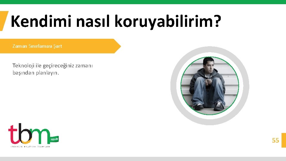 Kendimi nasıl koruyabilirim? Zaman Sınırlaması Şart Teknoloji ile geçireceğiniz zamanı başından planlayın. 55 