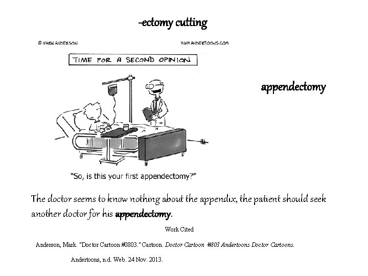 -ectomy cutting appendectomy The doctor seems to know nothing about the appendix, the patient