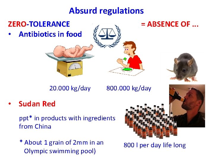Absurd regulations = ABSENCE OF. . . ZERO-TOLERANCE • Antibiotics in food 20. 000