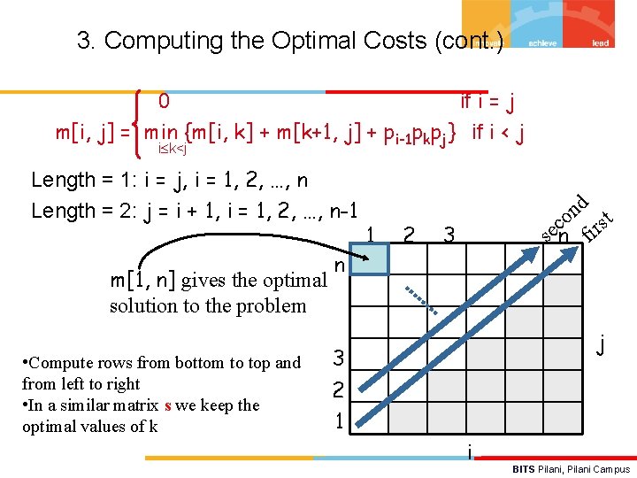 3. Computing the Optimal Costs (cont. ) 0 if i = j m[i, j]
