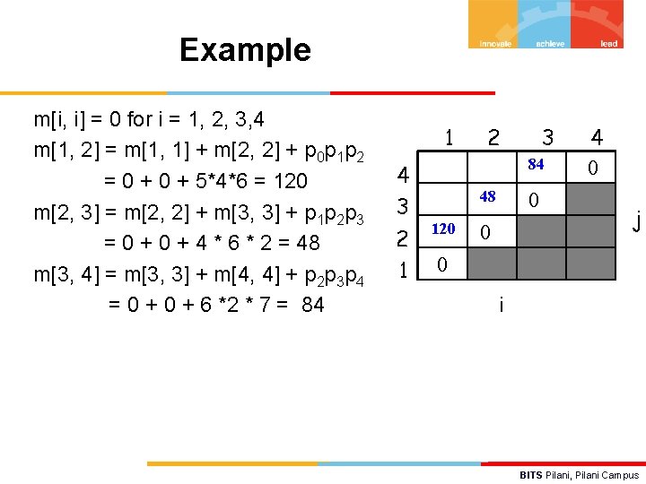 Example m[i, i] = 0 for i = 1, 2, 3, 4 m[1, 2]