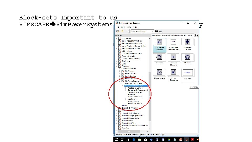Block-sets Important to us SIMSCAPE Sim. Power. Systems Specialized Technology 