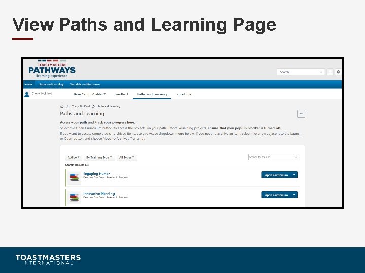 View Paths and Learning Page 