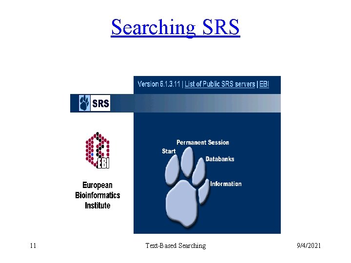 Searching SRS 11 Text-Based Searching 9/4/2021 