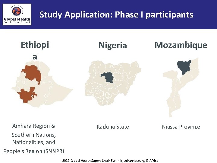 Study Application: Phase I participants Ethiopi a Nigeria Mozambique Amhara Region & Kaduna State