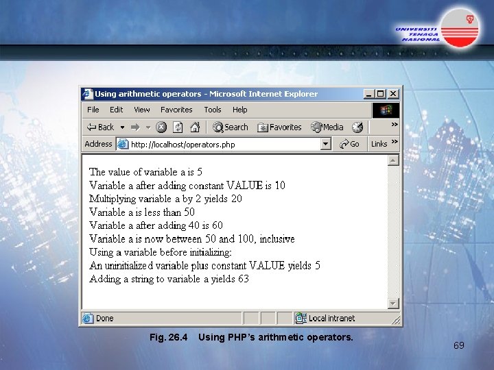 Fig. 26. 4 Using PHP’s arithmetic operators. 69 