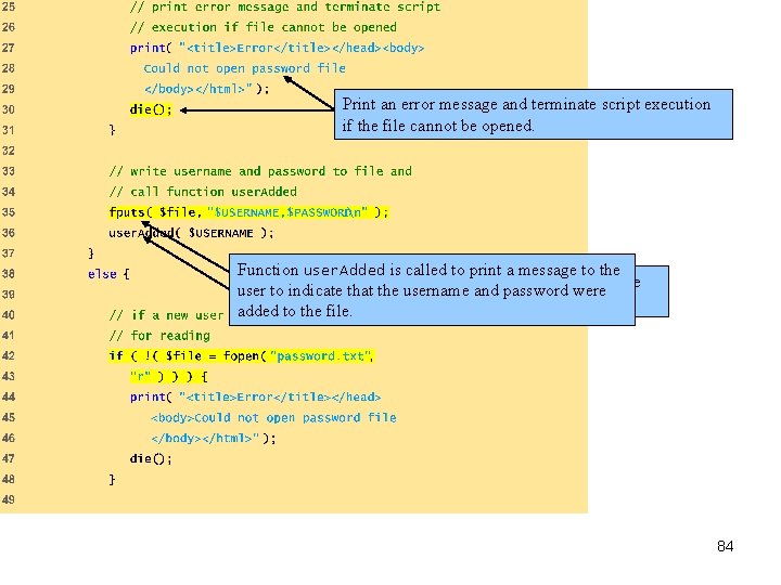 password. php (2 of 7) Print an error message and terminate script execution if