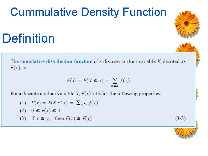 Cummulative Density Function Definition 