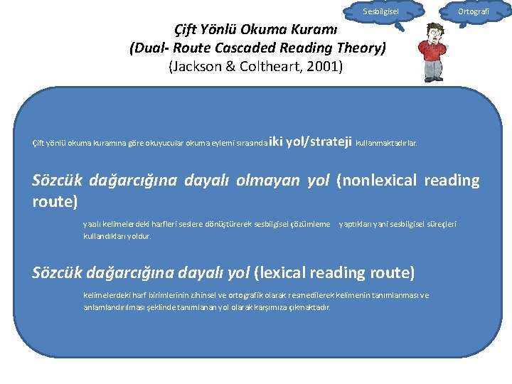 Sesbilgisel Ortografi Çift Yönlü Okuma Kuramı (Dual- Route Cascaded Reading Theory) (Jackson & Coltheart,