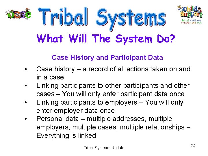 What Will The System Do? Case History and Participant Data • • Case history
