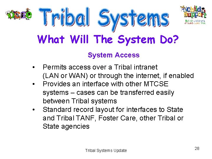 What Will The System Do? System Access • • • Permits access over a